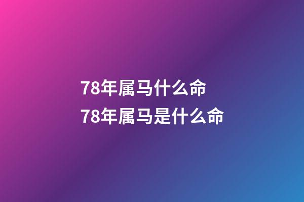 78年属马什么命 78年属马是什么命